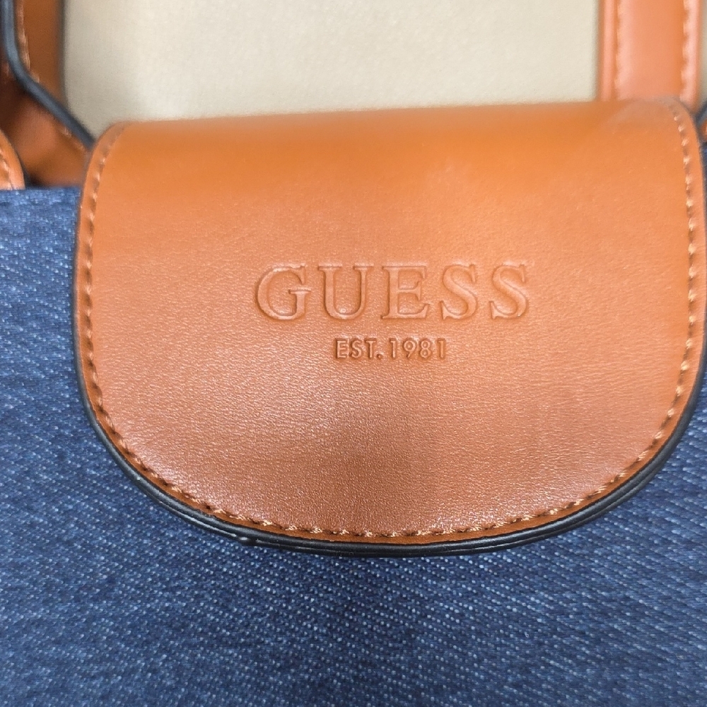 GUESS Blue and Tan Crossbody Bag - Picture 3 of 6